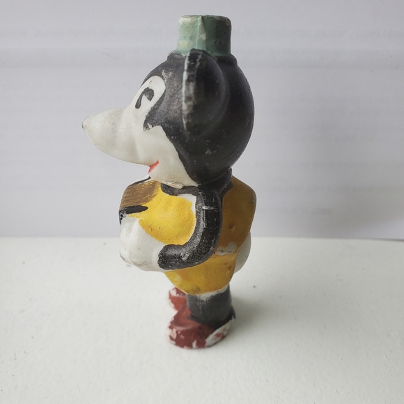 WALT DISNEY MINNIE MOUSE WITH ACCORDIAN BISQUE PORCELAIN FIGURINE 1930s 3.5 in. - Picture 3 of 6